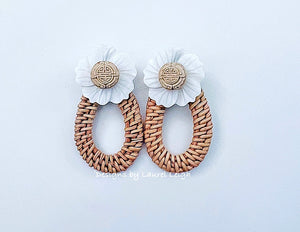 Chinoiserie Rattan Floral Earrings - Chinoiserie jewelry