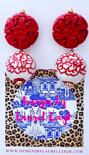 Load image into Gallery viewer, Chinoiserie Red Cinnabar Drop Earrings - Chinoiserie jewelry