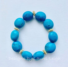 Load image into Gallery viewer, Turquoise and Gold Chunky Beaded Bracelet - Ginger jar