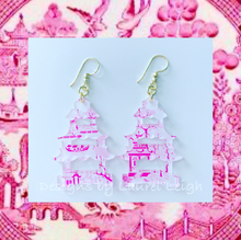 Load image into Gallery viewer, Pagoda Chinoiserie Earrings - Pink Willow or Blue Willow - Ginger jar