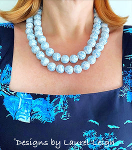 Wedgwood Blue & White Chinoiserie Double Strand Statement Necklace - Chinoiserie jewelry