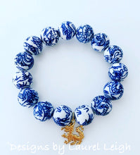 Load image into Gallery viewer, Blue and White Chinoiserie Dragon Charm Bracelet - Ginger jar