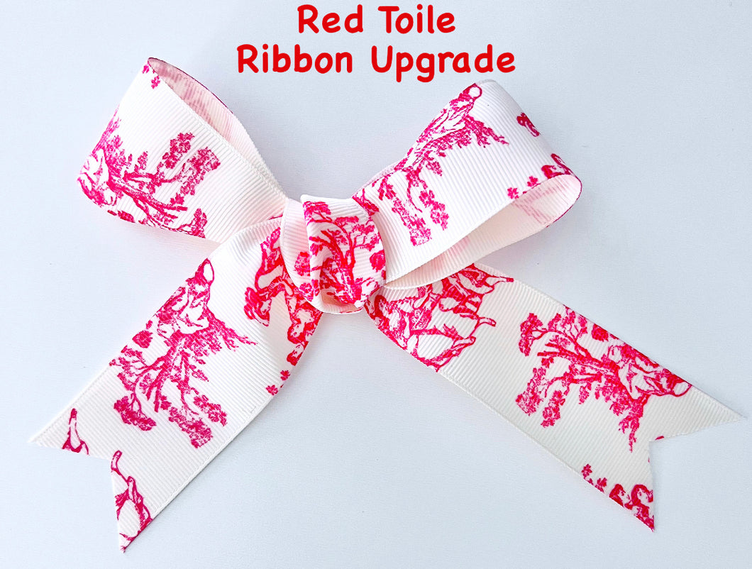 Red Toile Ribbon Bow Upgrade for Ornament Purchases - Chinoiserie jewelry