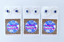 Load image into Gallery viewer, Blue &amp; White Petite Fleur Pearl Studs - Chinoiserie jewelry