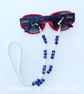 Chinoiserie Chic Pearl Eyeglass / Sunglass / Mask Holder / Lanyard Chain / Necklace -2 Styles - Ginger jar