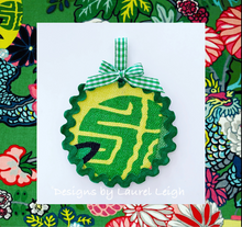 Load image into Gallery viewer, Designer Fabric Ornaments - Pink/Green Schumacher Chiang Mai Dragon - Ginger jar
