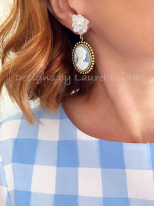 Wedgwood Blue & White Cameo Earrings - 6 Styles - Ginger jar