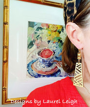 Load image into Gallery viewer, Gold Chinoiserie Bamboo Chippendale Earrings - Chinoiserie jewelry