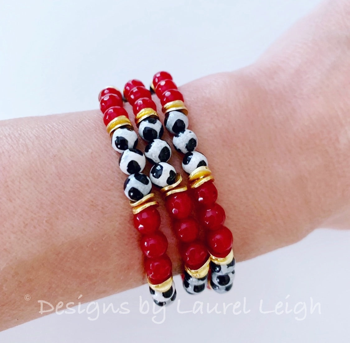 Black and White Stacked Beaded Bracelets