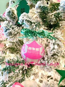 Pink & Green Chinoiserie Hand Painted Christmas Ornament - Pink or Green Paint - Regular Size - Ginger jar