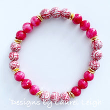 Load image into Gallery viewer, Rose Pink Chinoiserie Bead Bracelet - Ginger jar