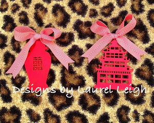 Chinoiserie Chic Double Happiness GINGER JAR Christmas Ornament - 5 Solid Colors - Pick Ribbon - Ginger jar