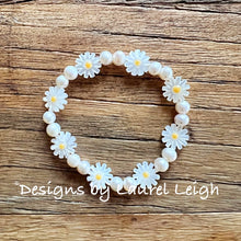 Load image into Gallery viewer, Pearl Daisy Bracelet - Yellow or Orange - Chinoiserie jewelry