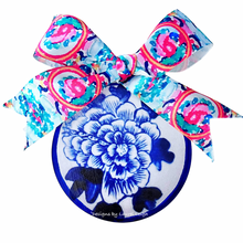 Load image into Gallery viewer, Chinoiserie Ornament - Blue &amp; White Peony - Chinoiserie jewelry