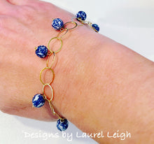 Load image into Gallery viewer, Gold Filled Chinoiserie Bead Charm Bracelet - Chinoiserie jewelry