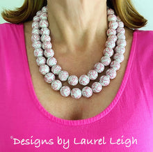 Load image into Gallery viewer, Peony Pink and White Floral Chinoiserie Double Strand Statement Necklace - Ginger jar