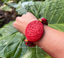 Load image into Gallery viewer, Chinoiserie Red &amp; Black Dragon Bracelet - Chinoiserie jewelry