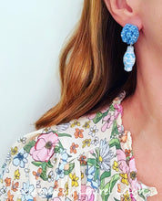 Load image into Gallery viewer, Hydrangea Blossom Ginger Jar Earrings - Blue - Chinoiserie jewelry