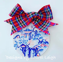 Load image into Gallery viewer, Red, White and Blue Chinoiserie Christmas Ornament- 4” Imari Kinrande Watercolor Art Pattern - Ginger jar