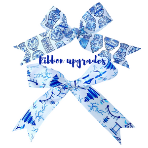 Blue Ginger Jar RIBBON BOW UPGRADE for Ornament Purchase - Chinoiserie jewelry