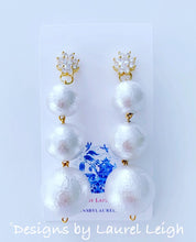 Load image into Gallery viewer, Rhinestone &amp; Graduated Cotton Pearl Bonbon Drop Earrings - 2 Styles - Ginger jar