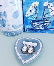 Load image into Gallery viewer, Wedgwood Blue Cameo Bow Earrings - Chinoiserie jewelry