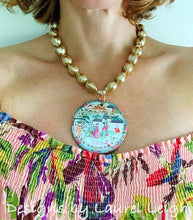 Load image into Gallery viewer, Chinoiserie Chic Pendant Necklace - Gold Baroque Pearls - Ginger jar
