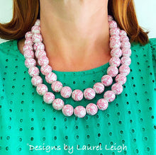Load image into Gallery viewer, Pink and White Chinoiserie Double Strand Statement Necklace - Chinoiserie jewelry