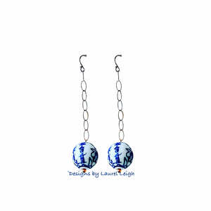 Chinoiserie Gold Filled Chain Drop Earrings - Chinoiserie jewelry