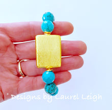 Load image into Gallery viewer, Turquoise and Gold Beaded Bracelet - Ginger jar