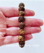Load image into Gallery viewer, Brown Carved Horn Beaded Bracelet - Designs by Laurel Leigh