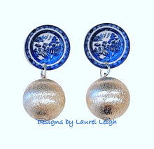 Load image into Gallery viewer, Chinoiserie Blue Willow Earrings - Chinoiserie jewelry