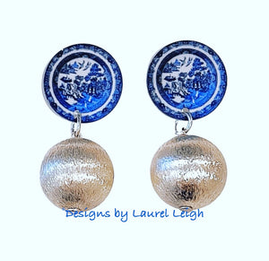 Chinoiserie Blue Willow Earrings - Chinoiserie jewelry