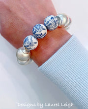 Load image into Gallery viewer, Silver Chinoiserie Floral Bracelet - Chinoiserie jewelry