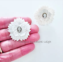 Load image into Gallery viewer, White &amp; Silver Pearl Cameo Floral Studs - 2 Sizes - Chinoiserie jewelry