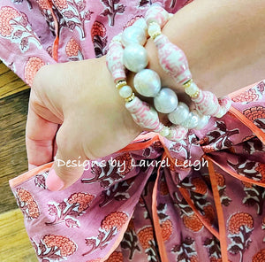 Pink Chinoiserie Ginger Jar Pearl Bracelet - Chinoiserie jewelry