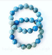 Load image into Gallery viewer, Spa Blue Fossilized Beaded Bracelet - Ginger jar