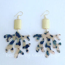 Load image into Gallery viewer, Gold &amp; Blonde Tortoise Shell Coral Statement Earrings - Designs by Laurel Leigh