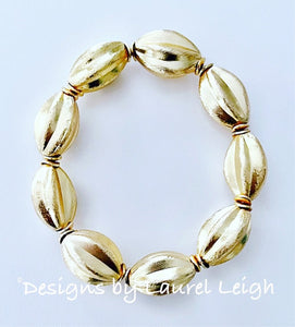 Gold Oval Bead Statement Bracelet - Chinoiserie jewelry