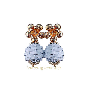 White Rattan Floral Drop Earrings - Chinoiserie jewelry