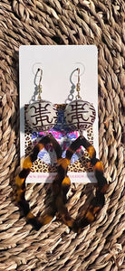 Brown Double Happiness Drop Earrings - Chinoiserie jewelry