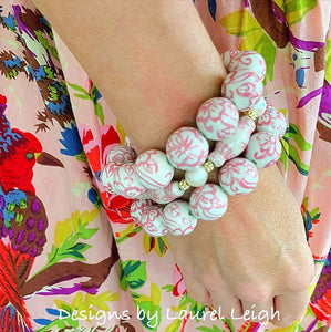 Pink Chinoiserie Floral Bracelet - Chinoiserie jewelry
