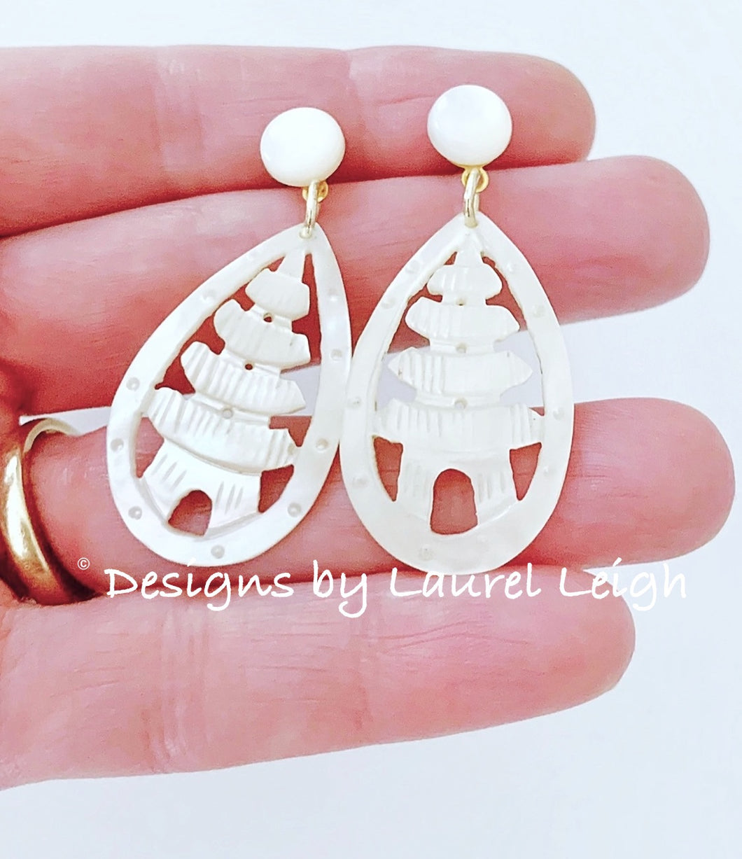 Vintage Mother of Pearl Pagoda Statement Earrings - Posts - Ginger jar