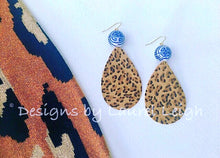 Load image into Gallery viewer, Chinoiserie Leopard Print Statement Earrings - Light Leopard - Designs by Laurel Leigh