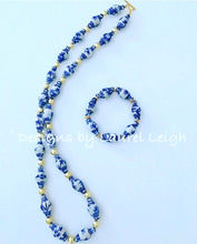 Load image into Gallery viewer, Chinoiserie Ginger Jar Beaded Bracelet - Blue &amp; White - Designs by Laurel Leigh