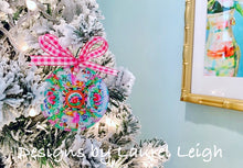 Load image into Gallery viewer, Rose Medallion Plate Acrylic Christmas Ornament - 2.75” Watercolor Design - Pick Ribbon - Ginger jar