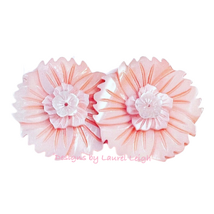 Pink & White Pearl Flower Studs - Chinoiserie jewelry
