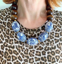 Load image into Gallery viewer, Chunky Short Chinoiserie Beaded Statement Necklace - Brown - 2 Options - Ginger jar