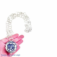 Load image into Gallery viewer, Chinoiserie Double Happiness Chain Necklace - Chinoiserie jewelry