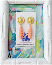 Load image into Gallery viewer, Sunflower Carved Floral Teardrop Earrings - 3 Colors - Ginger jar